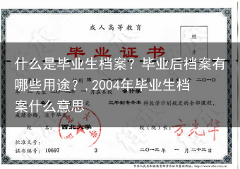 什么是毕业生档案？毕业后档案有哪些用途？,2004年毕业生档案什么意思